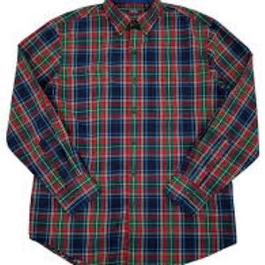 Men's Plaid Shirt - Red, Green, and Blue